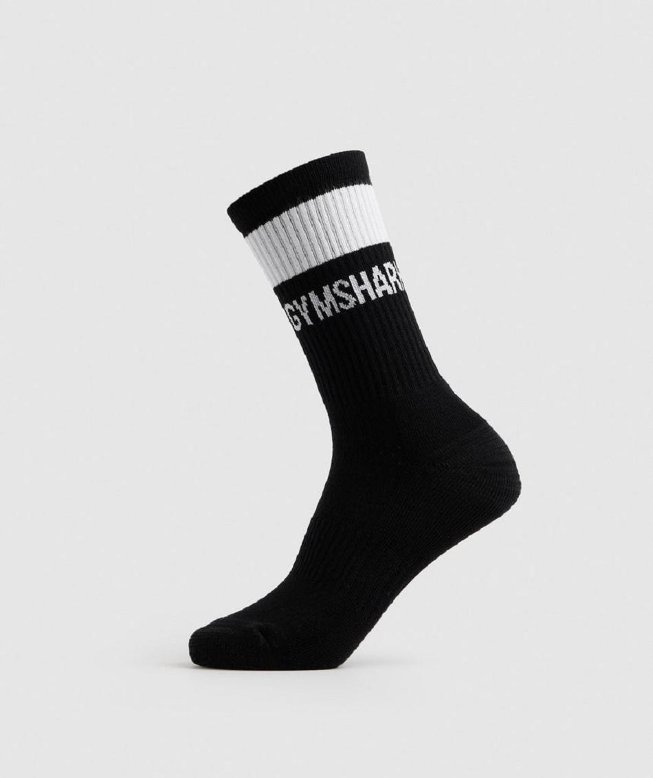 Calcetines Gymshark Premium Jacquard Single Mujer Negras Blancas | CO 3122DFM